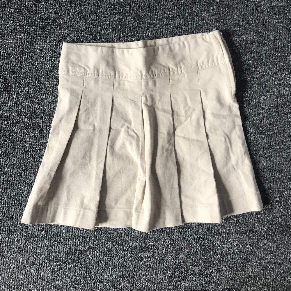 Khaki uniform skirt with shorts, skorts, pleated